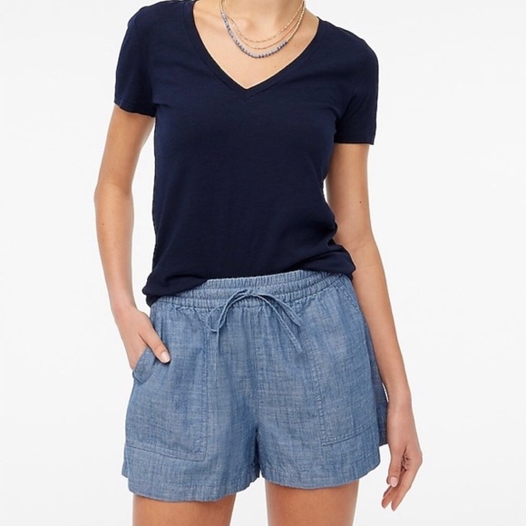 J.CREW Seaside Chambray Blue Elasticized Waist Short Women’s Size M - Picture 1 of 9